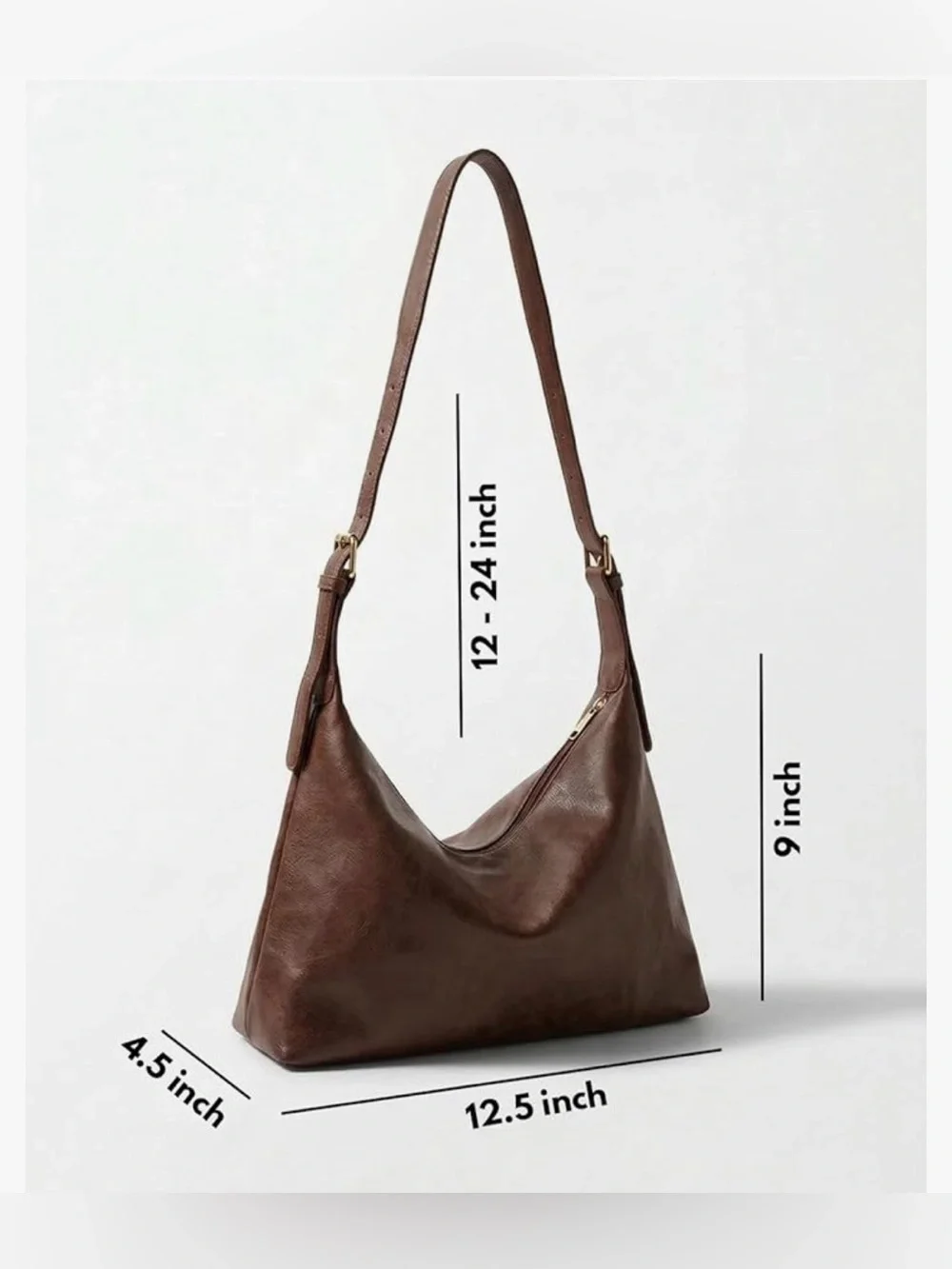 Apryl Brown Slouchy Hobo Shoulder Bag Adjustable Strap Purse